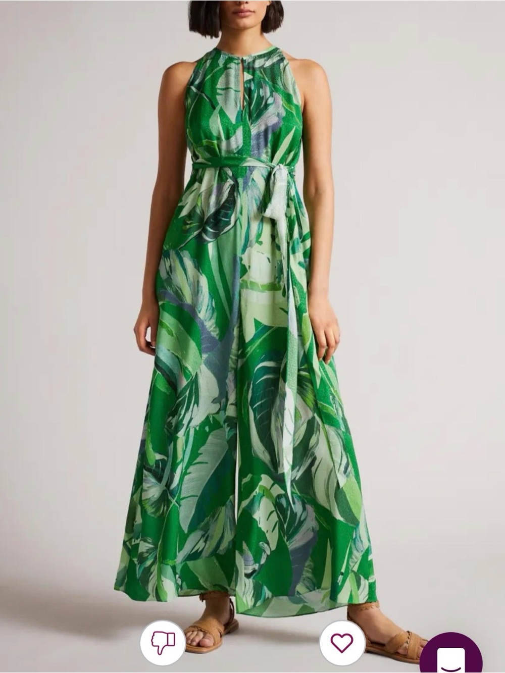 Ted Baker London Ismey Botanical Print Halter Neck Jumpsuit Size 2 EUC